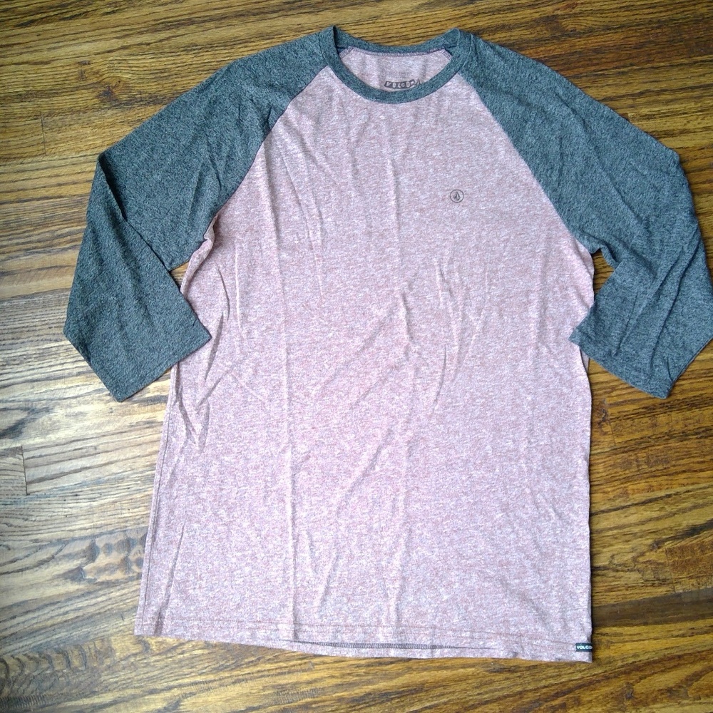 Volcom Modern Fit Baseball QT Sleeve Tee Size Med